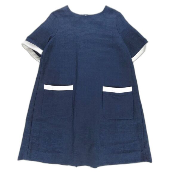 NWT MaxMara Nepeta Dress Silk Nautical Babydoll Vintage French Girl Navy Plus 16 - Picture 1 of 8
